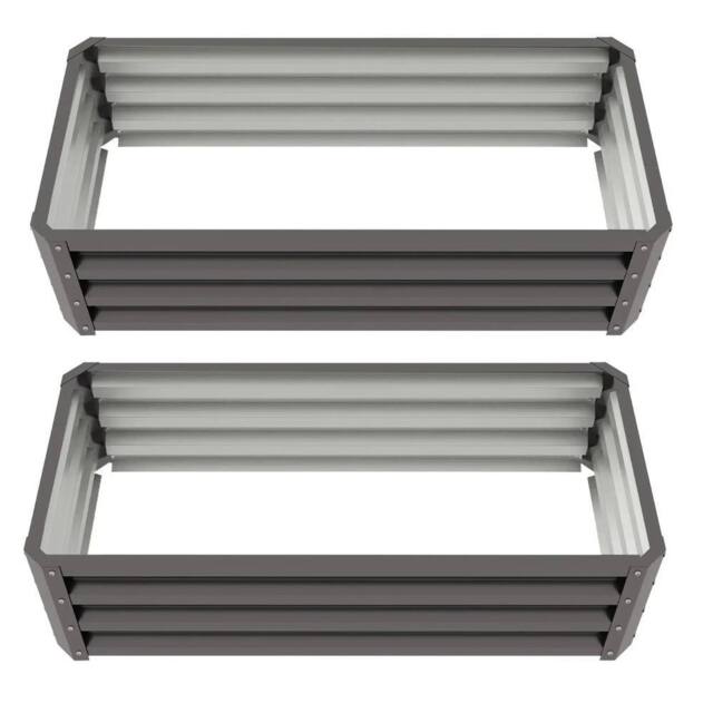 Havendro Set of 2 Steel Raised Garden Beds Planter Box Outdoor in Dark Grey - image 1