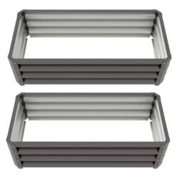 Havendro Set of 2 Steel Raised Garden Beds Planter Box Outdoor in Dark Grey - thumbnail 1