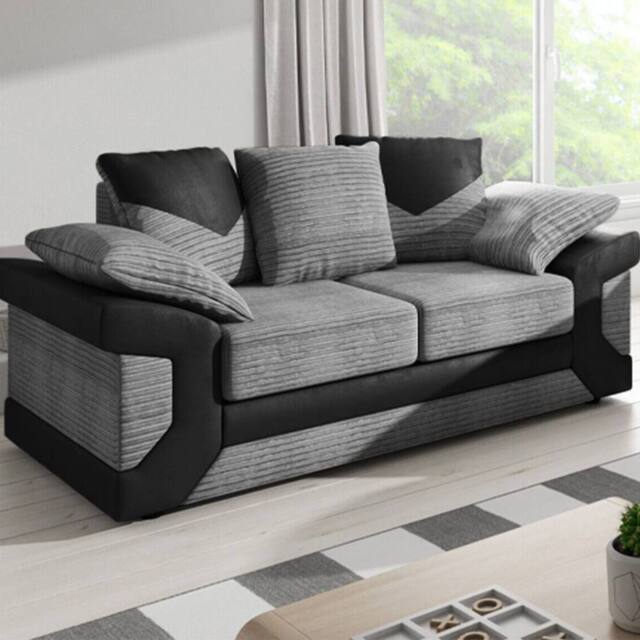 SNUG FURNITURE BIRMINGHAM LTD Dino Jumbo Cord 2 Seater Sofa Black & Grey