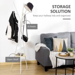 EONLION 180cm Free Standing Coat Rack Metal Shelf in White - Size: 100 cm - thumbnail 5