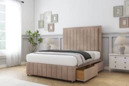 "Sloomy Pemberton Naples Divan Base 2 Drawers-54"" Headboard & 12"" Footboard in Light Brown - Size: Super King" - thumbnail 4