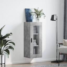 Berkfield Home Wall Mounted Cabinet Concrete Grey 34.5x34x90 cm - thumbnail 3