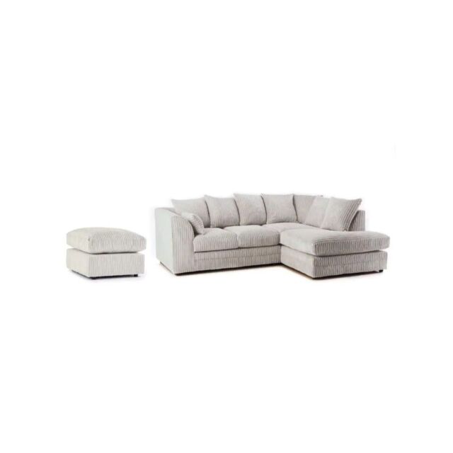 Snugg Furniture UK Limited (Right Hand) Milo Jumbo Cord Corner Sofa with Footstool in Cream - image 1