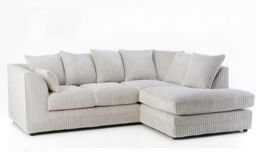 Snugg Furniture UK Limited (Right Hand) Milo Jumbo Cord Corner Sofa with Footstool in Cream - thumbnail 2