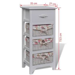 Berkfield Home Cabinet with 1 Drawer & 3 Baskets White Paulownia Wood - thumbnail 6