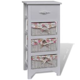 Berkfield Home Cabinet with 1 Drawer & 3 Baskets White Paulownia Wood - thumbnail 2