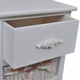 Berkfield Home Cabinet with 1 Drawer & 3 Baskets White Paulownia Wood - thumbnail 4