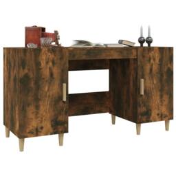 Berkfield Home Desk Smoked Oak 140x50x75 cm Engineered Wood in Brown - Size: 140 x 50 x 75 cm - thumbnail 4
