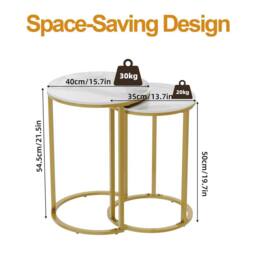 ERGOVEXA Nested Sofa Side Coffee Table Dining Desk w Golden Metal Frame in Gold - thumbnail 2