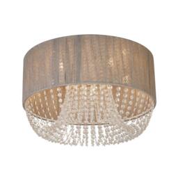 Lighting Collection Luxury Drum‑Shade with Crystal Cascades in Grey - thumbnail 2