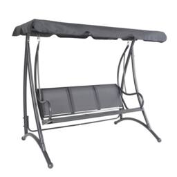 Charles Bentley 3 Seater Outdoor Swing Seat Bench Chair Hammock w/ Canopy -Grey in Grey - thumbnail 5