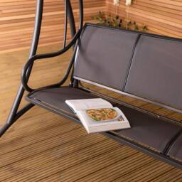 Charles Bentley 3 Seater Outdoor Swing Seat Bench Chair Hammock w/ Canopy -Grey in Grey - thumbnail 4