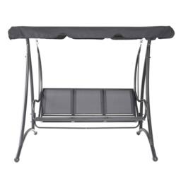Charles Bentley 3 Seater Outdoor Swing Seat Bench Chair Hammock w/ Canopy -Grey in Grey - thumbnail 6