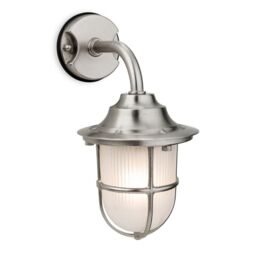 Netlighting Nautic 1 Light Outdoor Wall Light Nickel Frosted Glass IP64 E27 in Grey