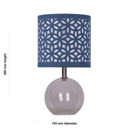 First Choice Lighting Set of 2 Buck - Clear Glass Table Lamps with Navy Blue Cut Out Shade - thumbnail 3