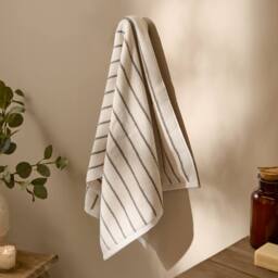 Yard Hebden Narrow Striped 100% Cotton Bathroom Towel in Light Brown - thumbnail 1