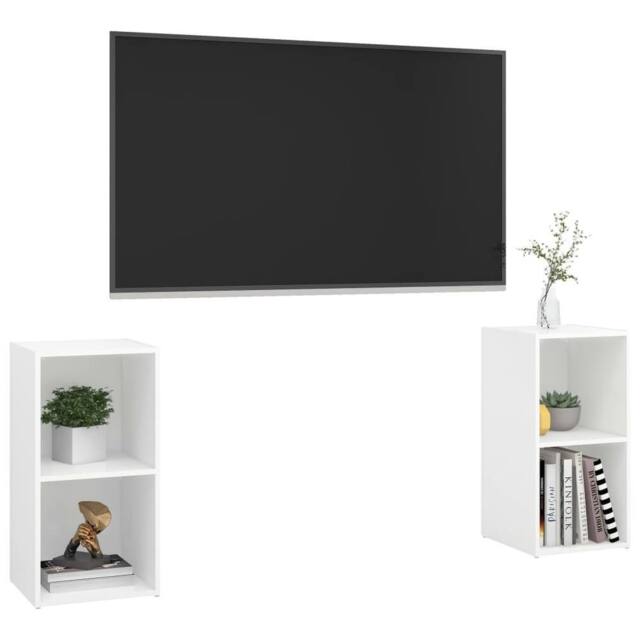 Berkfield Home TV Cabinets 2 pcs White 72x35x36.5 cm Engineered Wood - image 1
