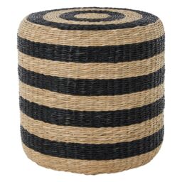 Orsina Stripe Seagrass Pouffe, Comfortable footrest seagrass pouffe, Easy to move woven stool, Versatile stool in Natural - thumbnail 2