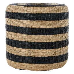 Orsina Stripe Seagrass Pouffe, Comfortable footrest seagrass pouffe, Easy to move woven stool, Versatile stool in Natural - thumbnail 6