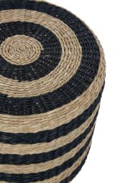 Orsina Stripe Seagrass Pouffe, Comfortable footrest seagrass pouffe, Easy to move woven stool, Versatile stool in Natural - thumbnail 4
