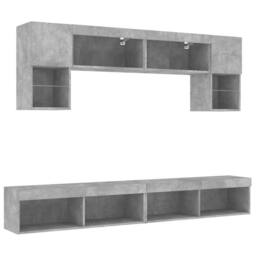 Berkfield Home 6 Piece TV Wall Units with LED Concrete Grey Engineered Wood - thumbnail 5