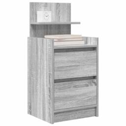 Berkfield Home Bedside Cabinets with 2 Drawers 2 pcs Grey Sonoma 38x34x80 cm - Size: 38 x 34 x 80 cm - thumbnail 4