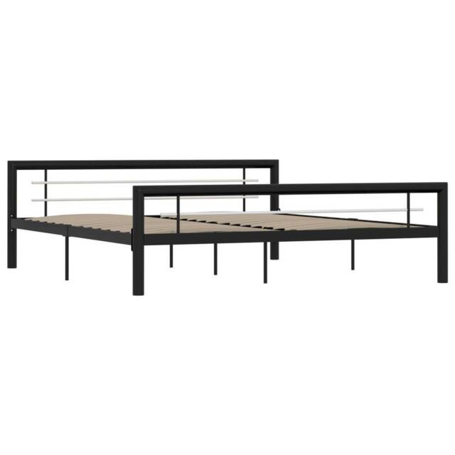 Berkfield Home Bed Frame Black & White Metal 180x200 cm Super King - image 1