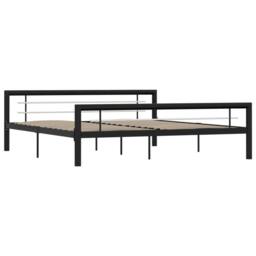 Berkfield Home Bed Frame Black & White Metal 180x200 cm Super King - thumbnail 1