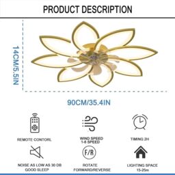 Garwarm 90cm 7 - Blade Reversable Dimmable LED Ceiling Fan in Yellow - thumbnail 2