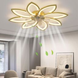 Garwarm 90cm 7 - Blade Reversable Dimmable LED Ceiling Fan in Yellow - thumbnail 1