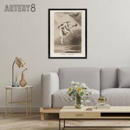 "Artery8 Spanish Teacher Witches Broom Francisco Goya Framed Canvas Wall Art in Grey - Size: W18"" x H24""" - thumbnail 3