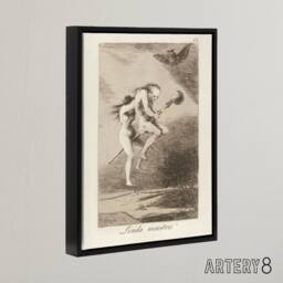 "Artery8 Spanish Teacher Witches Broom Francisco Goya Framed Canvas Wall Art in Grey - Size: W18"" x H24""" - thumbnail 2