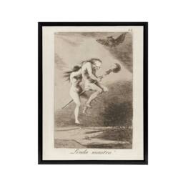 "Artery8 Spanish Teacher Witches Broom Francisco Goya Framed Canvas Wall Art in Grey - Size: W18"" x H24""" - thumbnail 1