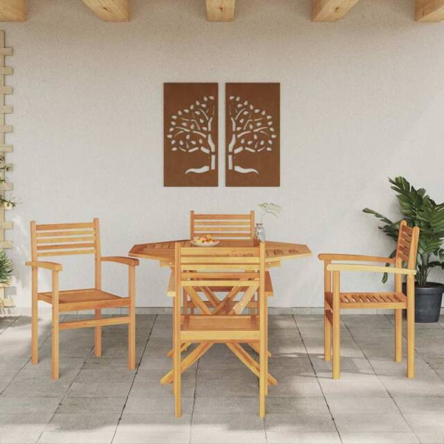 Berkfield Home Garden Stacking Chairs 4 pcs Brown 55.5 x 55.5 x 90 cm - image 1