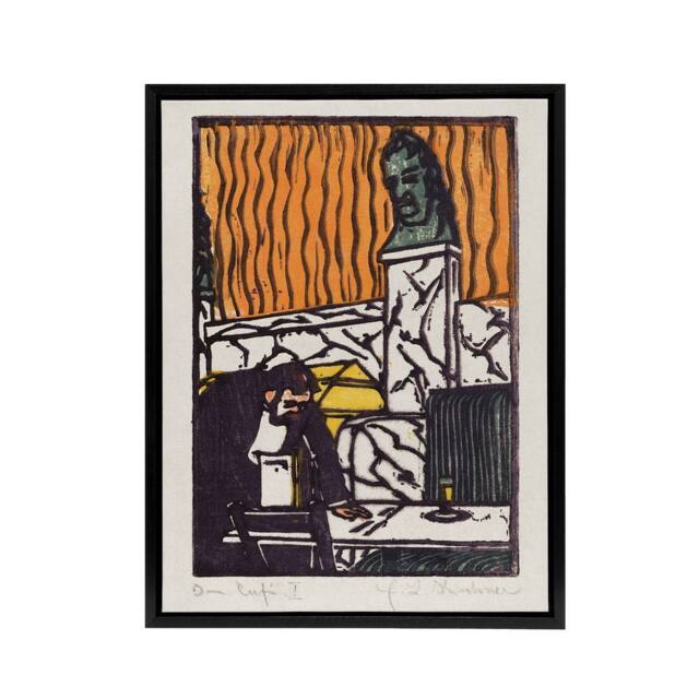 "Artery8 Head Waiter in Cafe Ernst Ludwig Kirchner Black Framed Canvas Wall Art - Size: W12"" x H16""" - image 1