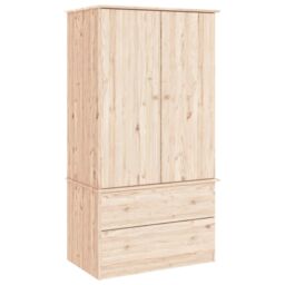 Berkfield Home Wardrobe ALTA 90x55x170 cm Solid Wood Pine in Brown - Size: 90 x 55 x 170 cm - thumbnail 2