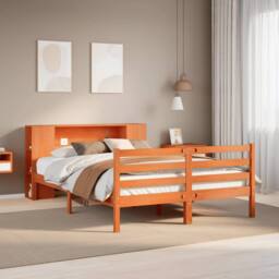 Berkfield Home Bookcase Bed Frame Wax Brown 75x190 cm Small Single Solid Wood - Size: King - thumbnail 1
