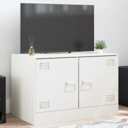 Berkfield Home TV Cabinet White 67x39x44 cm Steel - Size: 67 x 39 x 44 cm - thumbnail 1