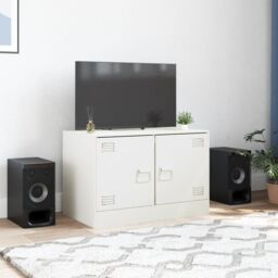 Berkfield Home TV Cabinet White 67x39x44 cm Steel - Size: 67 x 39 x 44 cm - thumbnail 3
