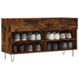 Berkfield Home Shoe Bench Smoked Oak 102x35x55 cm Engineered Wood in Brown - Size: 102 x 35 x 55 cm - thumbnail 3