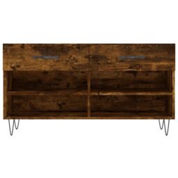 Berkfield Home Shoe Bench Smoked Oak 102x35x55 cm Engineered Wood in Brown - Size: 102 x 35 x 55 cm - thumbnail 6