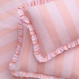 Furn Birdie Stripe Ruffle Pillowcase Pair in Light Pink - Size: Standard Pillow Case - thumbnail 1