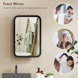 HOMCOM Bathroom Wall Cabinet with Mirror Black - thumbnail 4