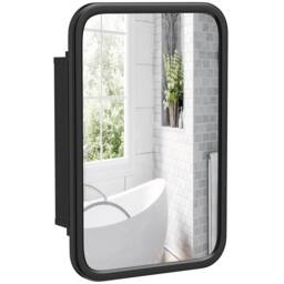 HOMCOM Bathroom Wall Cabinet with Mirror Black - thumbnail 2