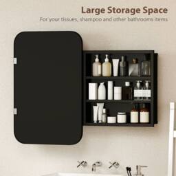 HOMCOM Bathroom Wall Cabinet with Mirror Black - thumbnail 5