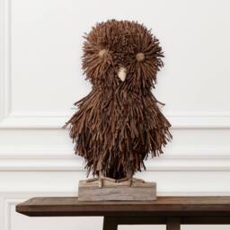 Voyage Maison Alfred Hand Crafted Standing Owl Wooden Sculpture in Brown - thumbnail 2