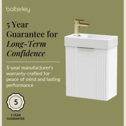 Balterley White 400mm Wall Hung Vanity Unit with Brushed Brass Handle - thumbnail 6