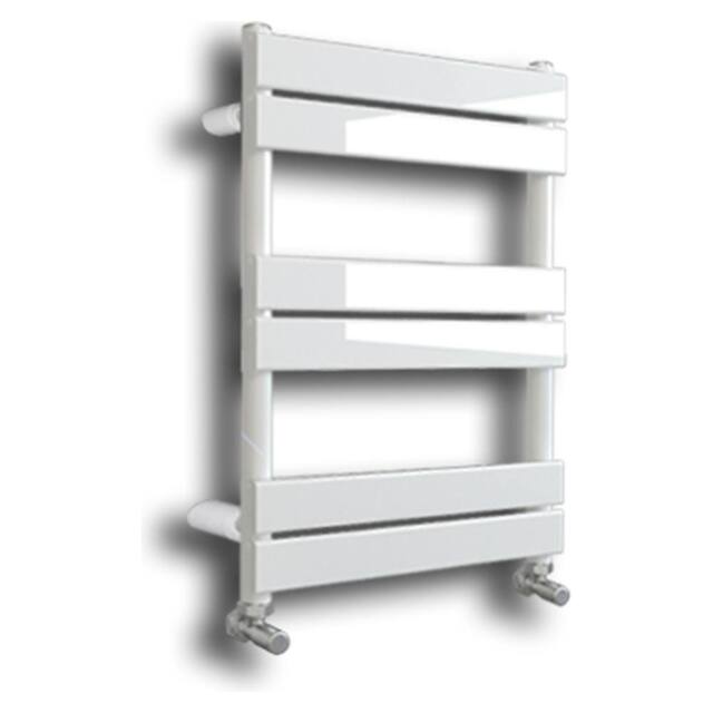 Bathroom Kingdom Queenstown White Designer Flat Panel Heated Towel Rail 650x400mm - image 1