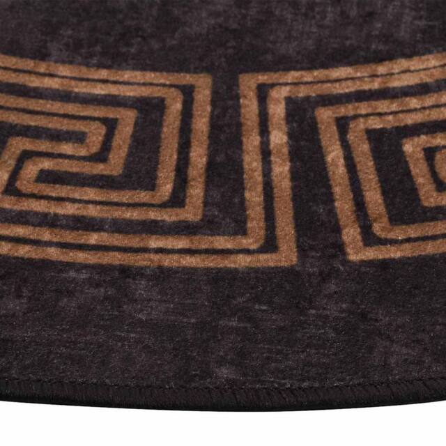 Berkfield Home Rug Washable 120 cm Black & Gold Anti Slip - Size: 100 cm diameter - image 1