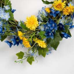 Scottish Everlastings Ltd 50cm Blue & Yellow Floral Wreath - thumbnail 2